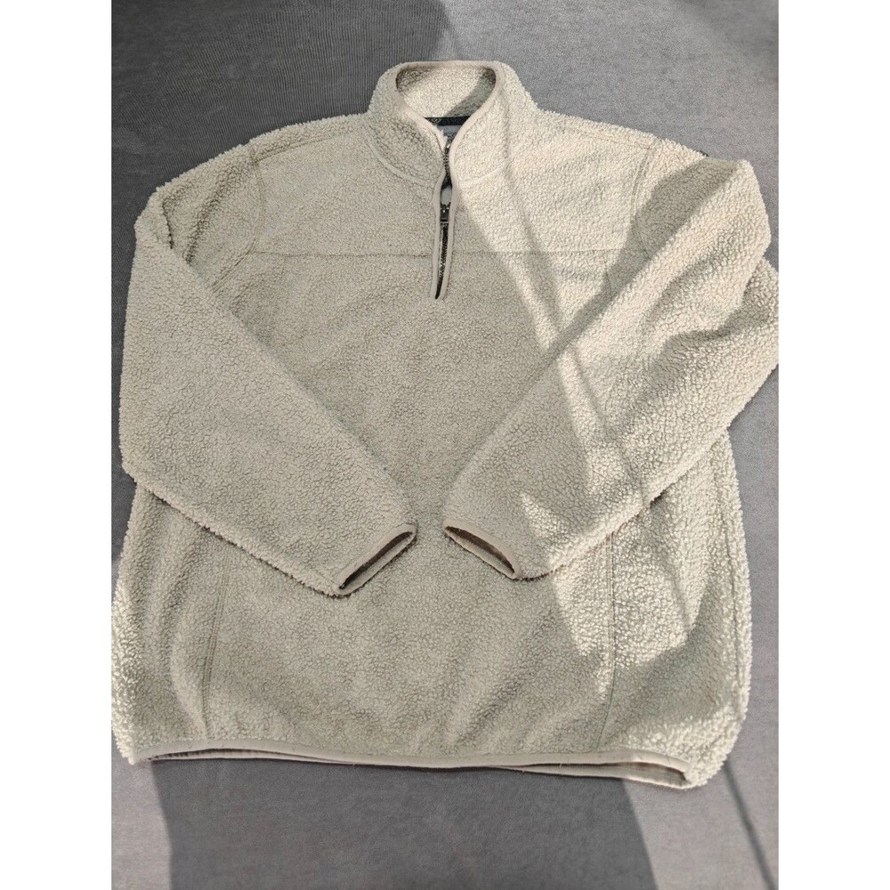 Weatherproof Vintage Mens XL Cream Sherpa Fleece Quarter Zip Pullover Teddy